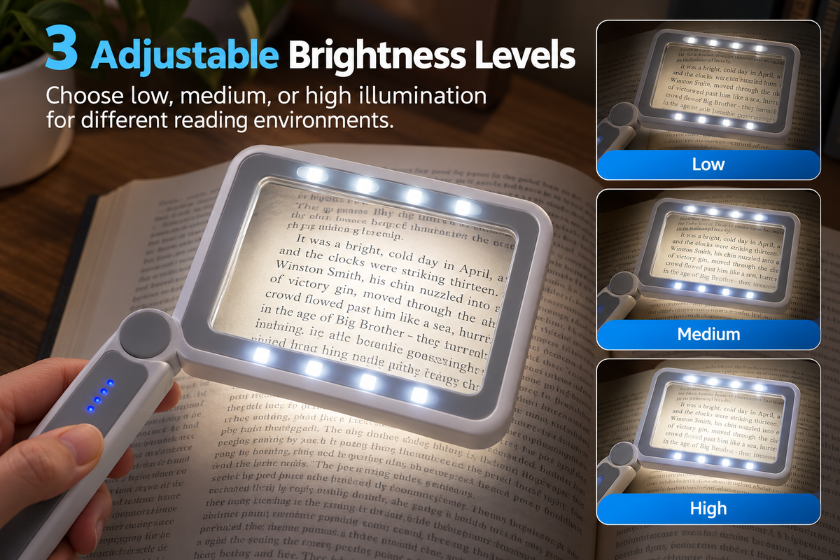 4X Rechargeable LED Magnifying Glass with Folding Handle
