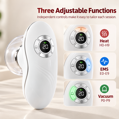 Electric Vacuum Cupping Massager with EMS, Heat & Dual Cups