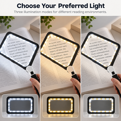 5X Large-View 48-LED Reading Magnifier with Adjustable Folding Handle