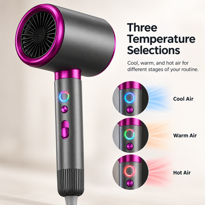 High-Speed Hair Dryer with LED Temperature Halo & Styling Attachments