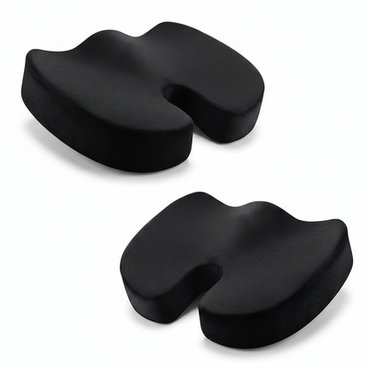 Memory foam U-shaped seat cushion in black showing U-shaped design