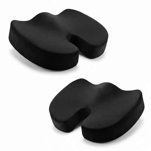 Memory foam U-shaped seat cushion in black showing U-shaped design