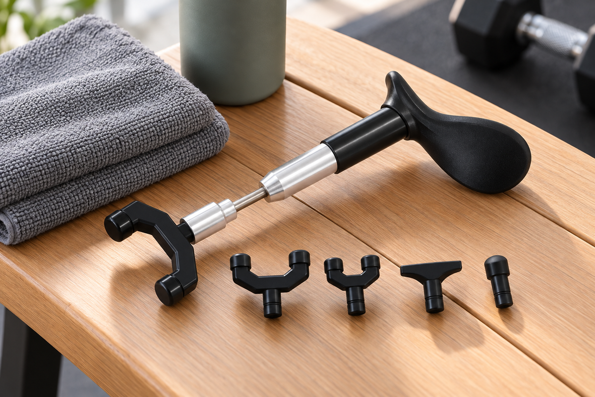 Manual Trigger Point Pressure Massager with Interchangeable Head Options