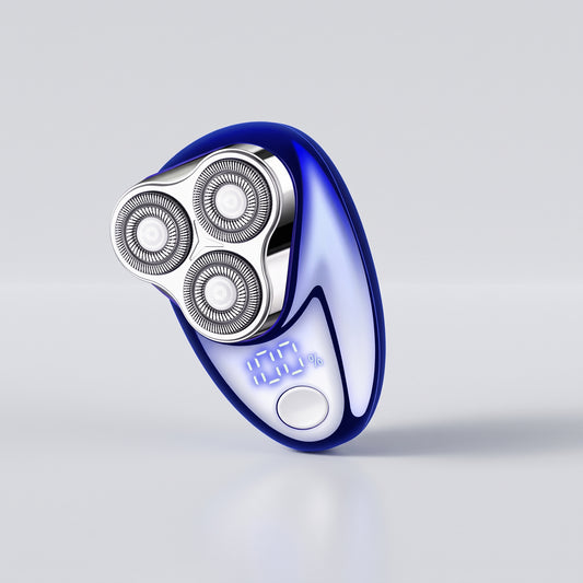Triple-Head Mini Rotary Electric Shaver with Digital Power Display