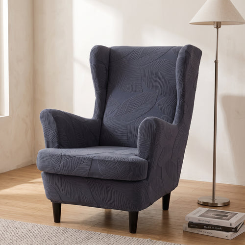 Two-Piece Stretch Jacquard Wingback Chair Slipcover Set