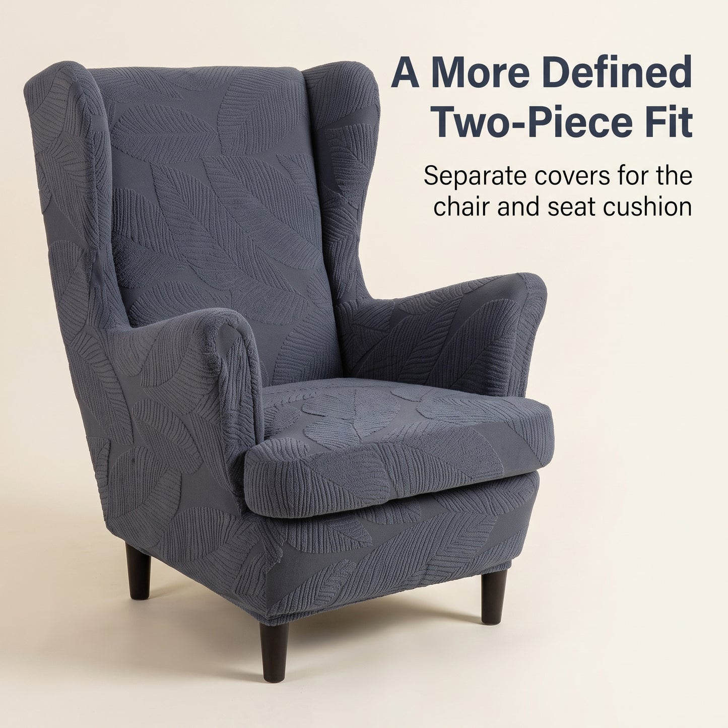 Two-Piece Stretch Jacquard Wingback Chair Slipcover Set