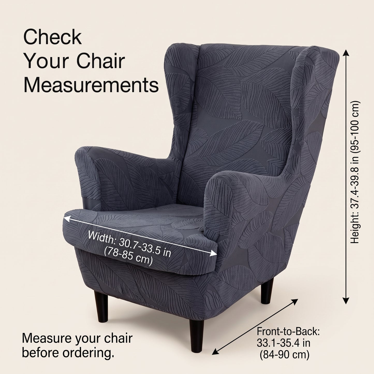 Two-Piece Stretch Jacquard Wingback Chair Slipcover Set