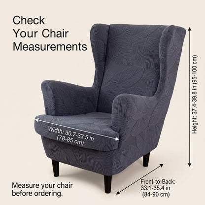 Two-Piece Stretch Jacquard Wingback Chair Slipcover Set