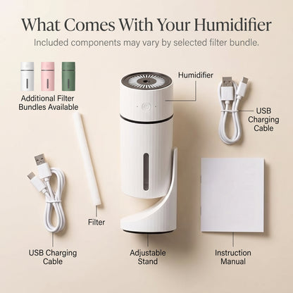 Ultrasonic Personal Humidifier with Adjustable Mist Angle & Ambient Light