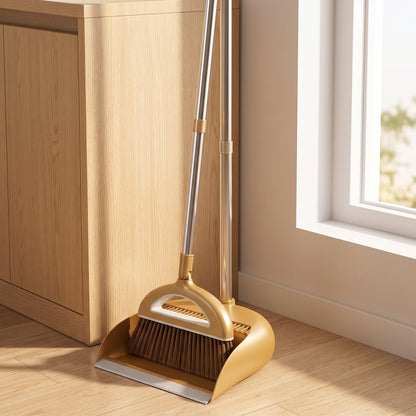 Upright Broom & Dustpan Cleaning Set with Optional Floor Wiper