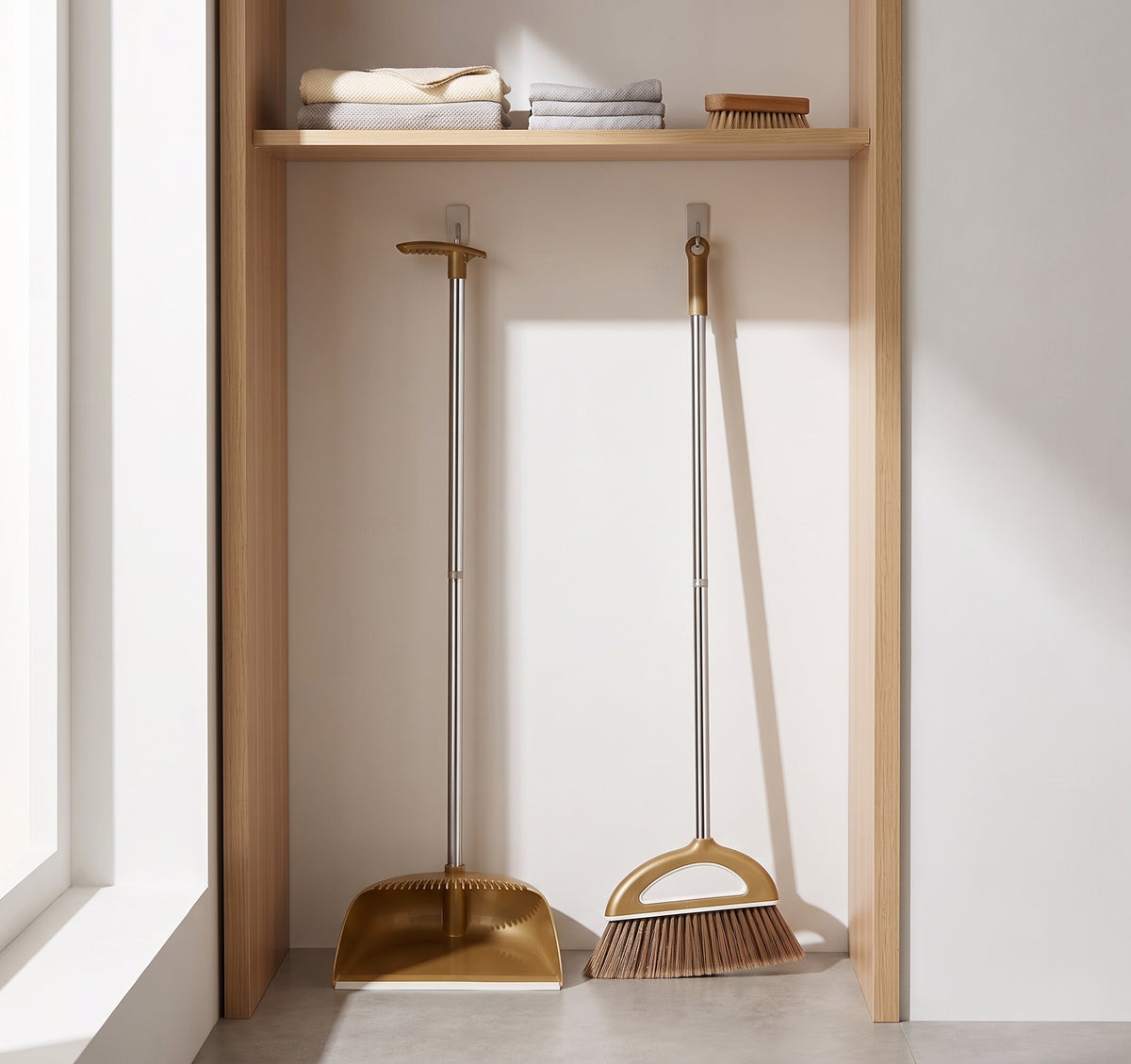 Upright Broom & Dustpan Cleaning Set with Optional Floor Wiper