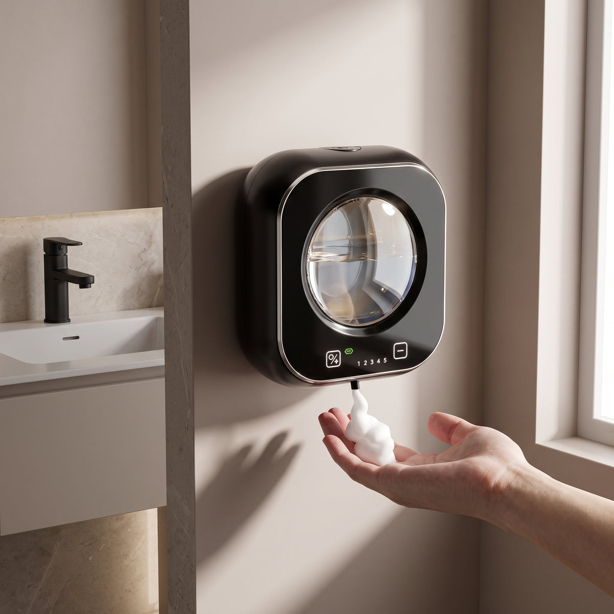 Wall-Mounted Automatic Soap Dispenser with 5-Level Touch-Free Dispensing