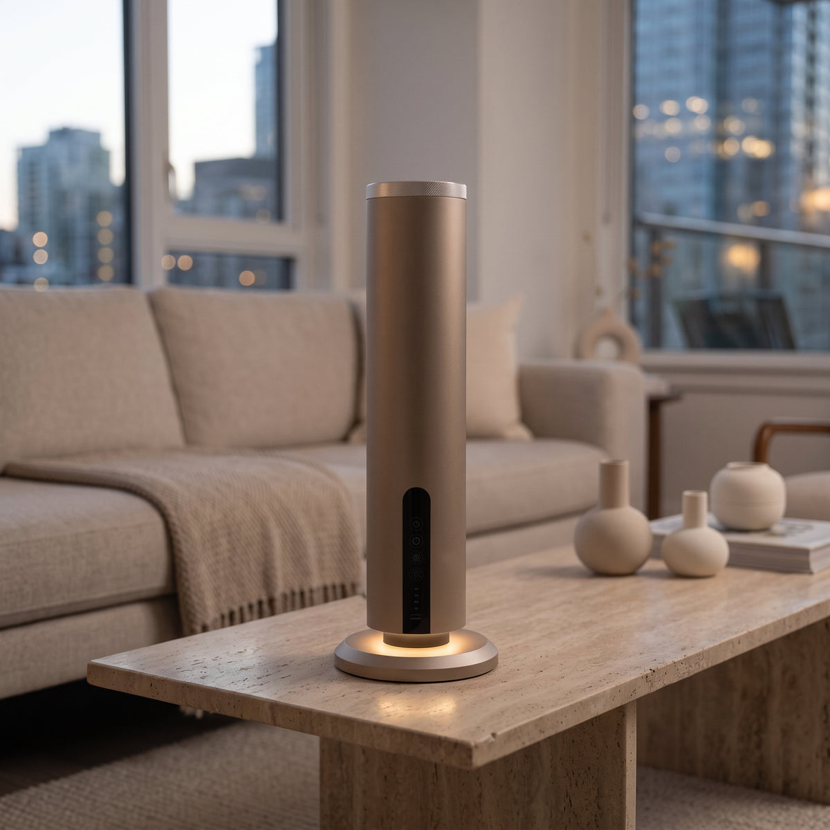 Waterless Essential Oil Diffuser Tower with App Control & Ambient Light
