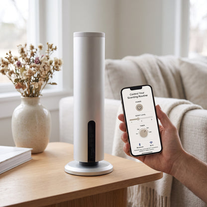 Waterless Essential Oil Diffuser Tower with App Control & Ambient Light