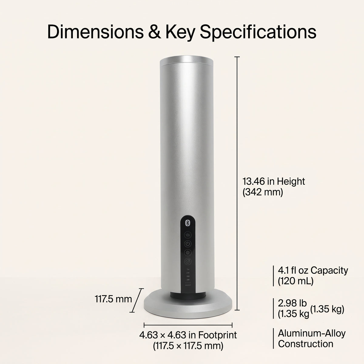 Waterless Essential Oil Diffuser Tower with App Control & Ambient Light