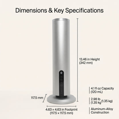 Waterless Essential Oil Diffuser Tower with App Control & Ambient Light