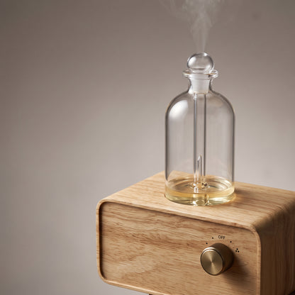 Waterless Nebulizing Essential Oil Diffuser with Wood & Glass Design