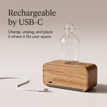 Waterless Nebulizing Essential Oil Diffuser with Wood & Glass Design