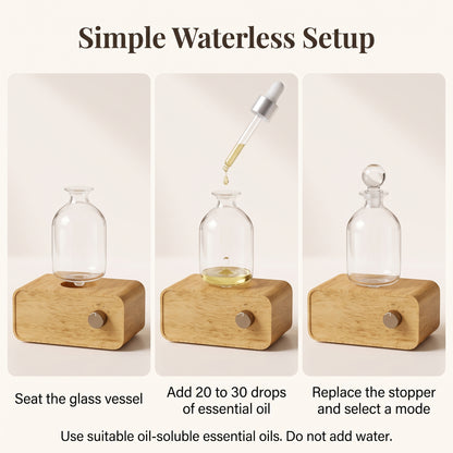 Waterless Nebulizing Essential Oil Diffuser with Wood & Glass Design