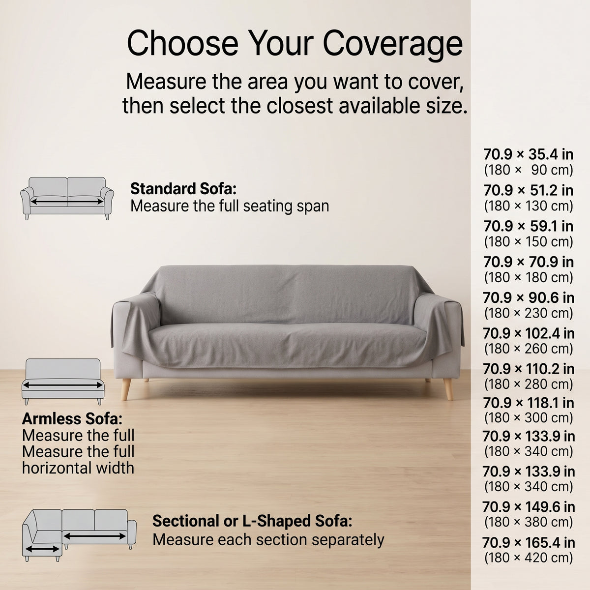 Waterproof Anti-Slip Sofa Cover Blanket with Quilted 200 GSM Polyester