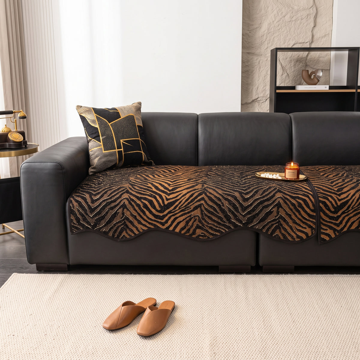 Wavy Plush Non-Slip Sofa Cushion Cover & Furniture Protector