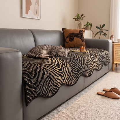Wavy Plush Non-Slip Sofa Cushion Cover & Furniture Protector