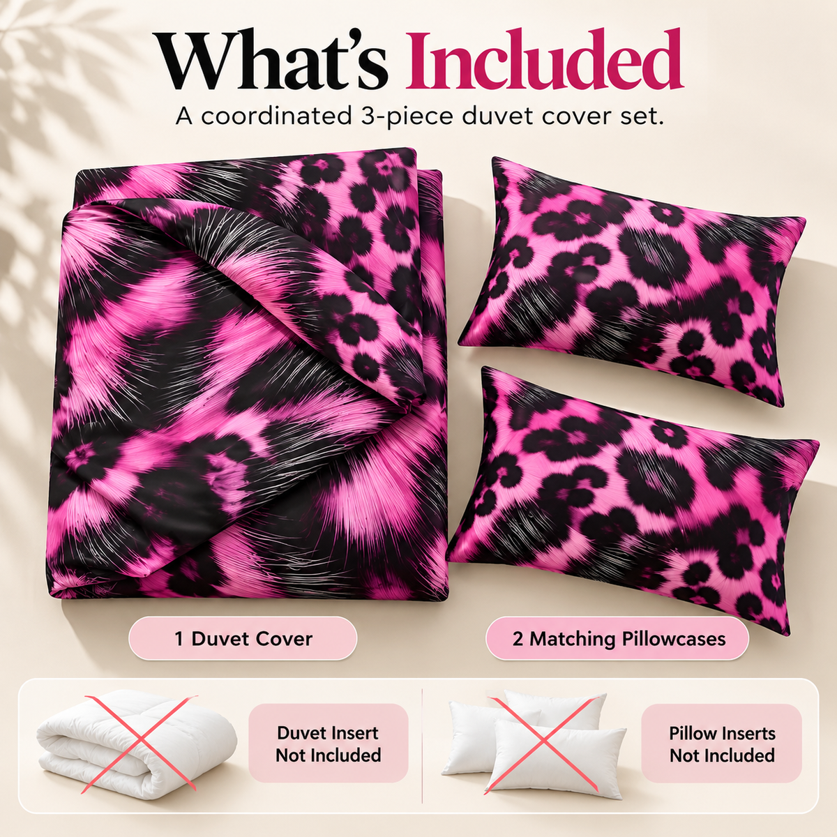 Pink Leopard Abstract 3-Piece Printed Duvet Cover Set