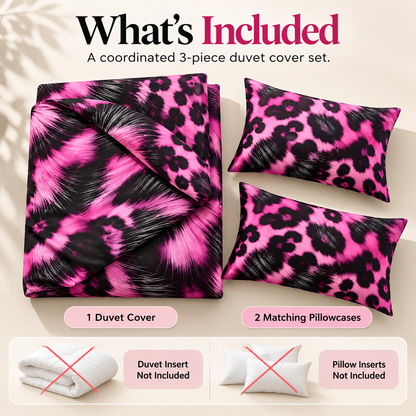 Pink Leopard Abstract 3-Piece Printed Duvet Cover Set
