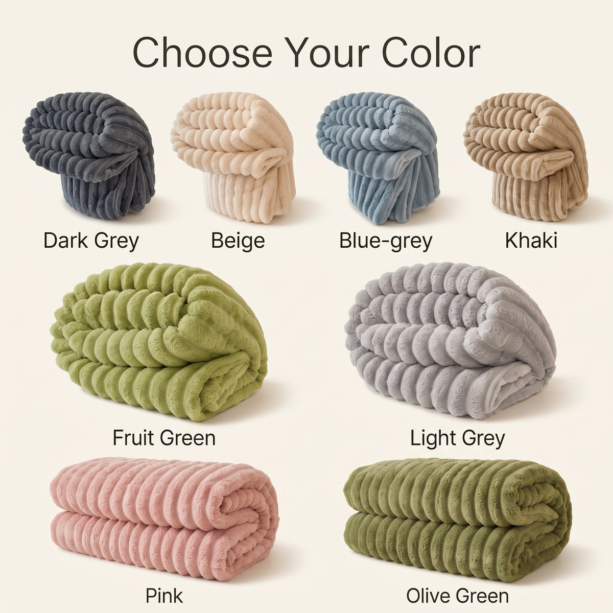 Wide-Ribbed Faux Rabbit Plush Blanket for Sofa & Bed