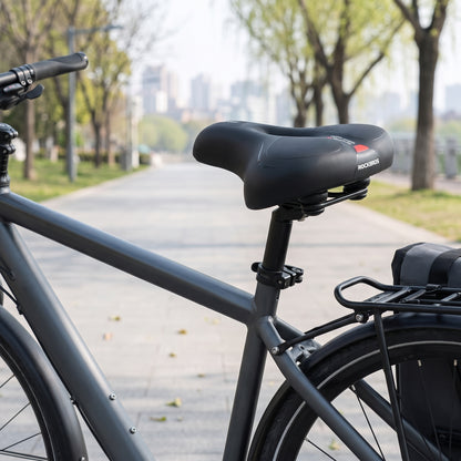 Wide Memory Foam Bike Saddle with Ventilated Comfort Design