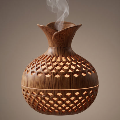 Wood Grain Ultrasonic Humidifier & Essential Oil Diffuser with Ambient Light