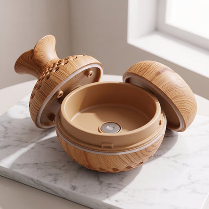 Wood Grain Ultrasonic Humidifier & Essential Oil Diffuser with Ambient Light