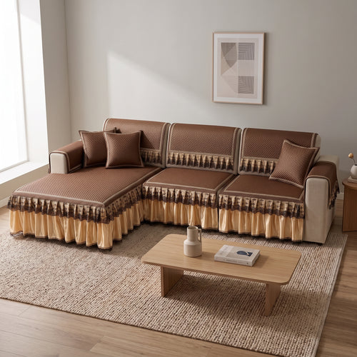 Woven Bamboo Fiber Non-Slip Sofa Cushion Cover Mat
