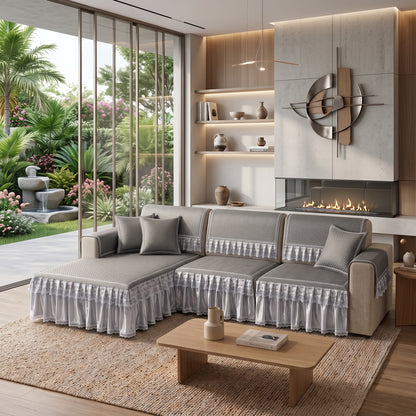 Woven Bamboo Fiber Non-Slip Sofa Cushion Cover Mat