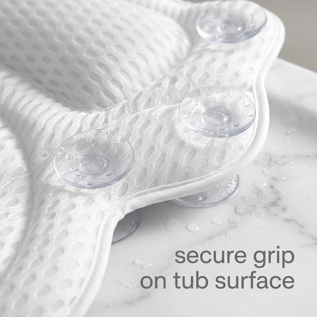 Full Back & Neck Bath Support Pillow with Suction Grip