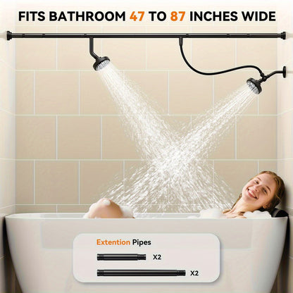 Luxury Dual Shower Head System For Couples – High Pressure Rainfall Spa Shower Kit With Adjustable Extension Bar