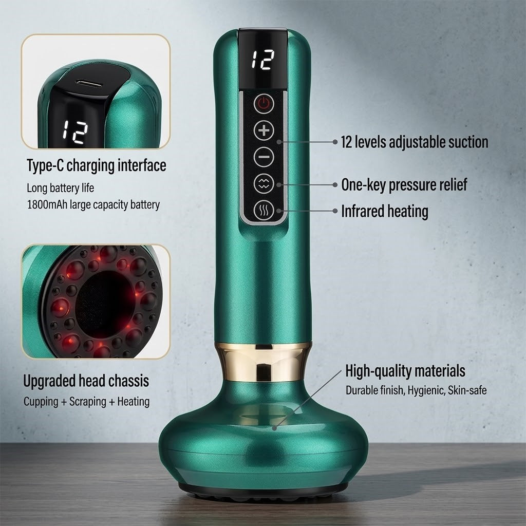Heated Electric Cupping Massager with Adjustable Suction