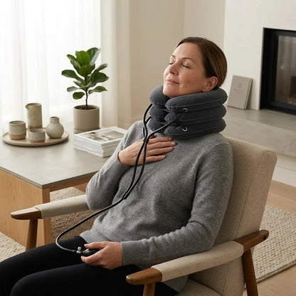 Inflatable Neck Traction Pillow with Adjustable Air Pump