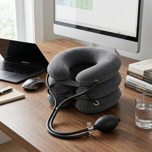 Inflatable Neck Traction Pillow with Adjustable Air Pump